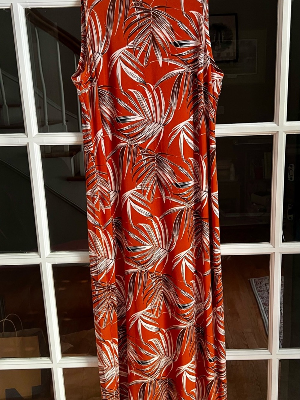 Vince Camuto Orange Tropical Leaf Maxi Dress